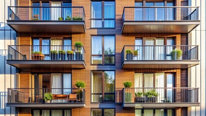 Building with stylish balcony and large windows, perfect for urban living , architecture, design, urban, stylish, balcony