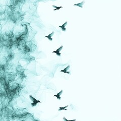 Obraz premium Teal smoke and birds flying.