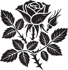 black and white rose, rose flower illustration, Flower silhouette vector black and white