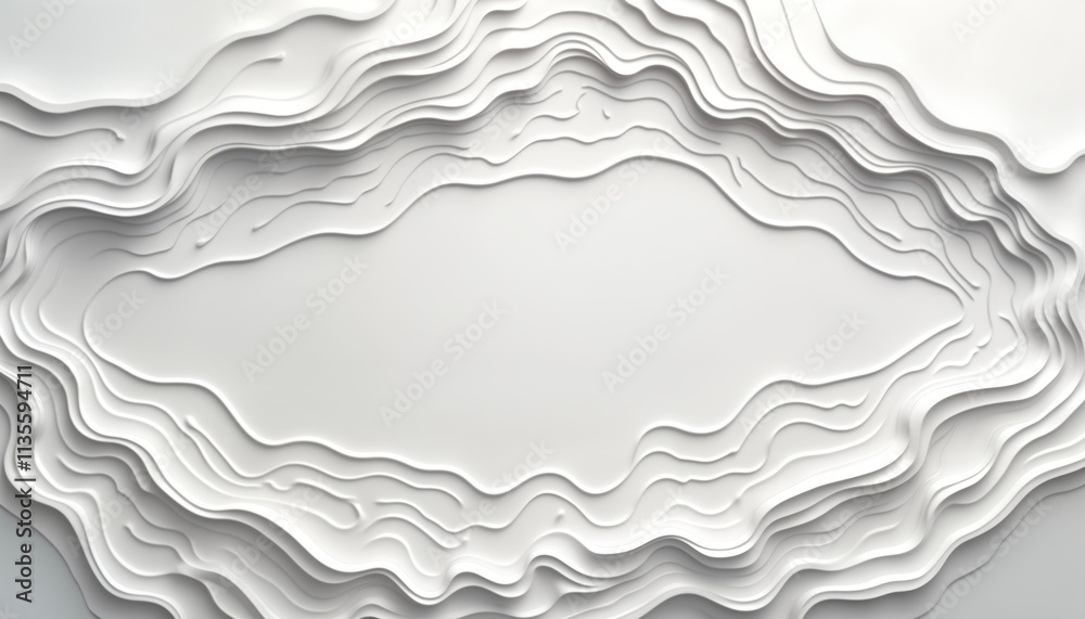 Poster Abstract white paper cut background features wavy layers creating a 3D papercut design. Modern wallpaper texture with a soft appearance. Suitable for banners and posters. Elegant design element.