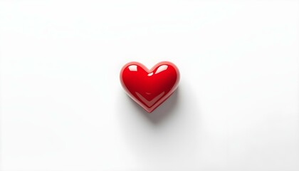 Fototapeta premium A pair of interlocked red and white ceramic heart figurines, isolated on a pure white background.