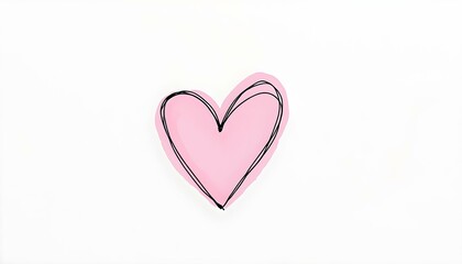 A hand-drawn, pastel-colored Valentine’s Day card with a simple heart design, isolated on a white background
