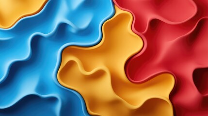 Vibrant Abstract Textures in Blue Red Yellow Waves and Curves