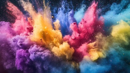 Fototapeta premium Colorful Powder Explosion Creating Vibrant Artistic Background