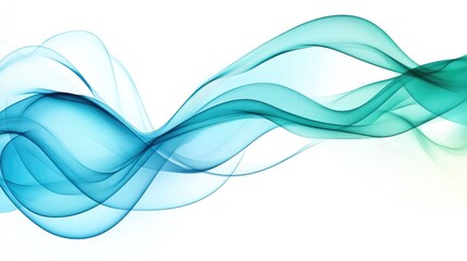 Fototapeta premium Abstract Flowing Waves in Blue and Green Shades on White Background