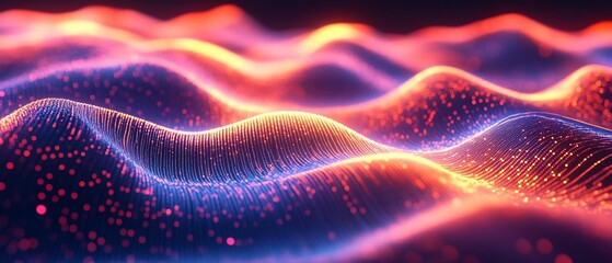 Fototapeta premium Abstract glowing wave particles.