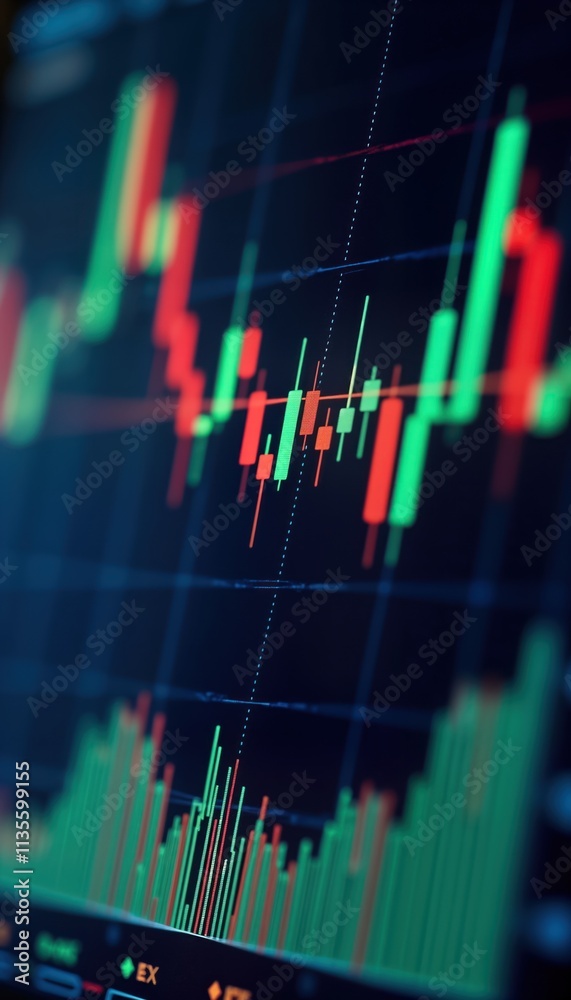 Poster close-up financial charts display market trends. stock performance graphs show investment analysis. 