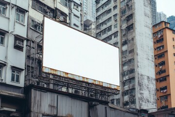 Obraz premium Blank billboard on building exterior in city.
