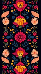 Vibrant Floral Pattern Dark Background Vertical Design