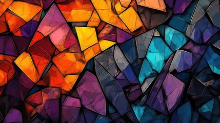 Colorful Abstract Stained Glass Pattern with Sharp Angles and Edges