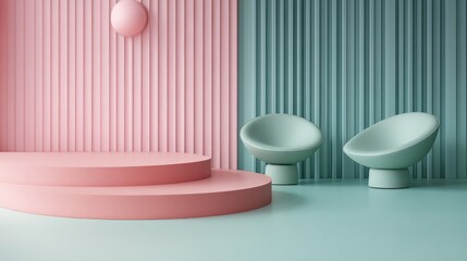 Modern Interior Design with Pastel Colors and Curved Chairs