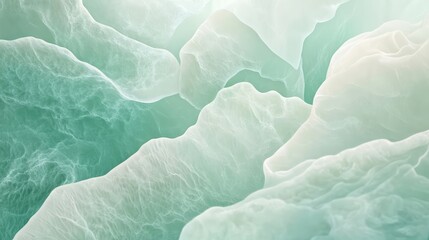 Obraz premium Abstract Green and White Fluid Waves with Soft Texture Patterns