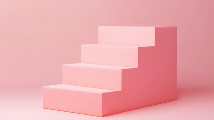 Pink Minimalist Staircase on Soft Background with Subtle Lighting