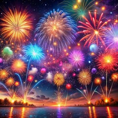 Vibrant Fireworks Lighting up the Night Sky