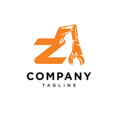 Letter Z Metal Shear Excavator Logo Icon Vector