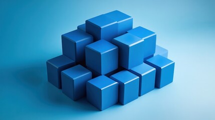 Obraz premium Abstract Blue Cube Composition: A Study in Geometric Harmony and Minimalist Design