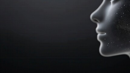 Obraz premium Abstract Digital Face Profile AI Technology Futuristic Network Data Innovation Dots Modern Mesh