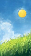 Sunny Day Sky Above Green Grass Field