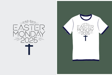 Easter Monday 2025 Bold Typography with Silhouette Vector Art 