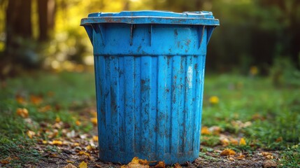 Fototapeta premium a blue trash can with a wheelie