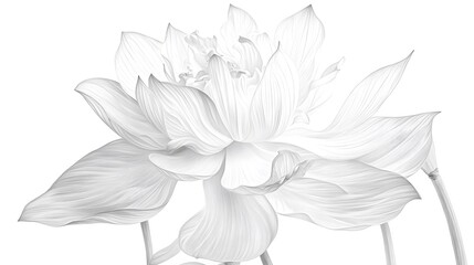 Obraz premium A detailed illustration of a white lotus flower with delicate petals and intricate textures.
