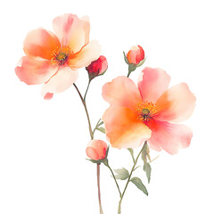 Vintage watercolor summer flowers clipart classic chinese flowers collection transparent background floral art design