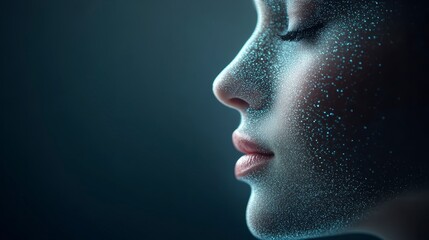 Serene Woman Face Glowing Skin Beauty Cosmetics Skincare Portrait