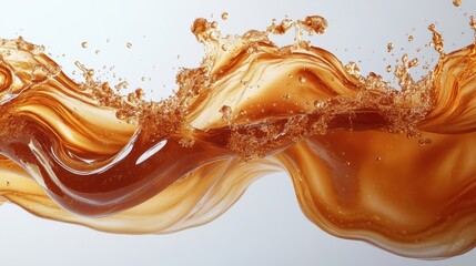 a brown liquid on a white background