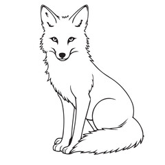 Fox line art vector on white background