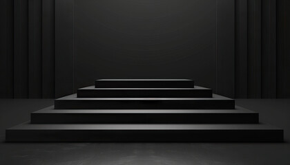 Obraz premium Four-Tiered Black Platform in Minimalist Setting