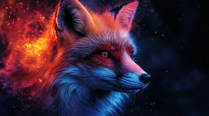 Fototapeta premium a colorful fox with black background