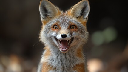Fototapeta premium a fox with its mouth open