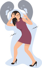 Person Mental Disorder Character on White Background. Vector Illustration in Cartoon Design.