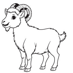 Goat line art vector on white background