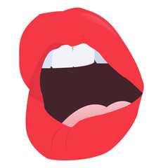 illustration of lips opened and showing a little teeth and tongue, This design is ideal for use in projects related to beauty, health care, communication, or art.