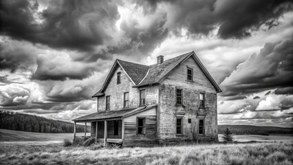 Black and White Abandoned Farmhouse Delaware Water Gap National Recreation Area Minimalist Photography