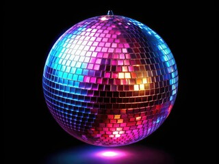 Obraz premium Disco Ball Silhouette, Club Party Decoration, Nightclub Lighting, Shiny Sphere, Reflective Surface, Isolated Disco Ball Image