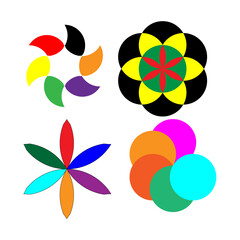 set of colorful abstract symbols