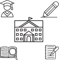 Education vector|Student vector|Future education|Educational tools|Lifelong learning vector|E-learning vector|Graduation vector design icon symbol set