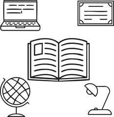 Education,building, concept, business, technology, piano, computer, house vector design icon symbol 