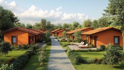 Charming vacation bungalows in a serene garden setting