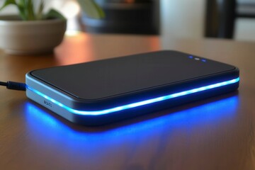 Modern Wireless Charging Pad on Wooden Table