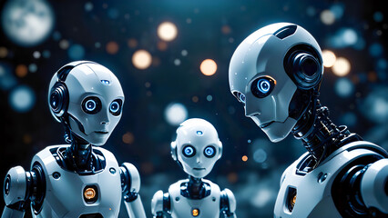 A robot family traveling in intergalactic space