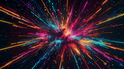 Vibrant Cosmic Explosion: A Symphony of Light and Color in a Stellar Nebula