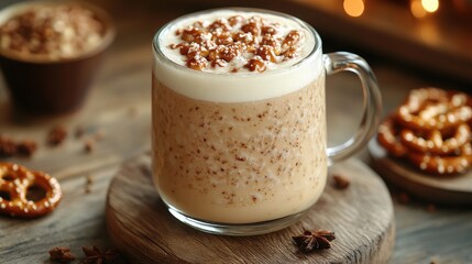 a mug of beer and pretzels