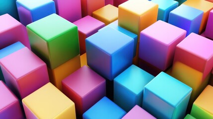 Obraz premium Vibrant Colorful Cubes Abstract 3D Render