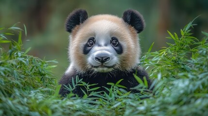 a panda in the grass