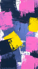 Abstract Painting: Pink, Yellow, and Blue