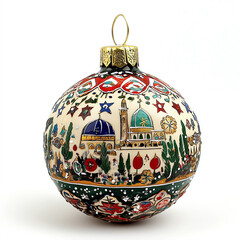 Syria-Themed Ornament with Cultural Art and Symbols on White Background