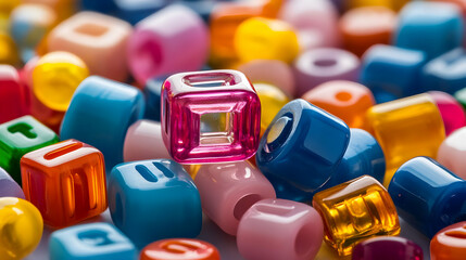 Colorful Plastic Beads Macro Photography